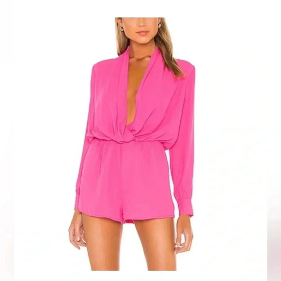 Superdown Hot Pink V Neck Romper Size M